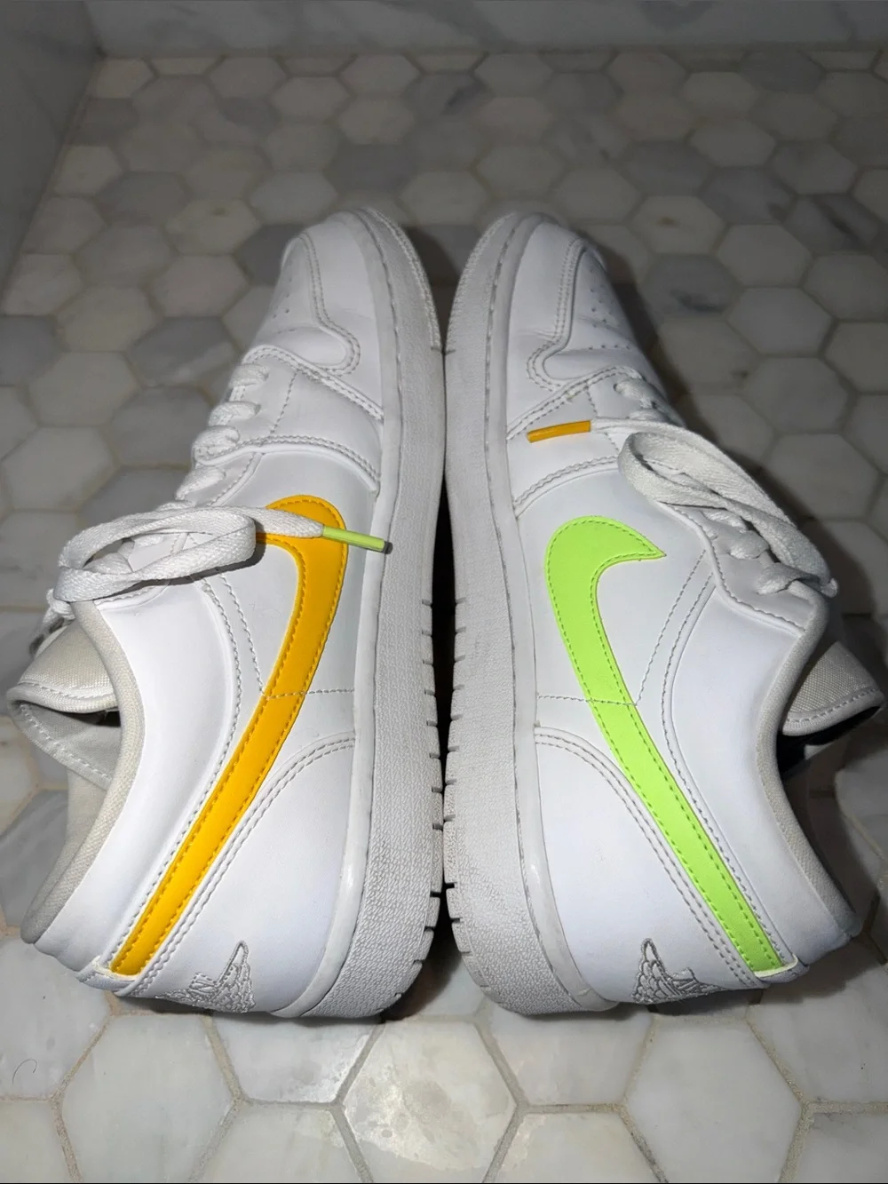 Nike Air Jordan 1 Low 'White Multi-Color' Neon Sneakers Mens Shoe Size 8.5